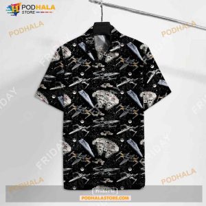 Sw Aloha Sw Spaceships Black Cool High Quality Funny Hawaiian Shirt