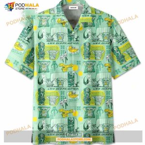 Sw Baby Yoda Mandalorian Tiki Style Green An Aloha Funny Hawaiian Shirt