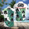 Sw Darth Vader Heads Silhouette Pattern Tropical White Funny Hawaiian Shirt