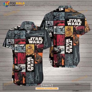 Sw Sw Stormtrooper Bb8 Darth Vader Pattern Grey Funny Hawaiian Shirt