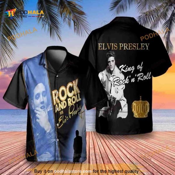 The King Of Rock And Roll Elvis Presley Hawaiian Shirt Gift For Rock Lovers