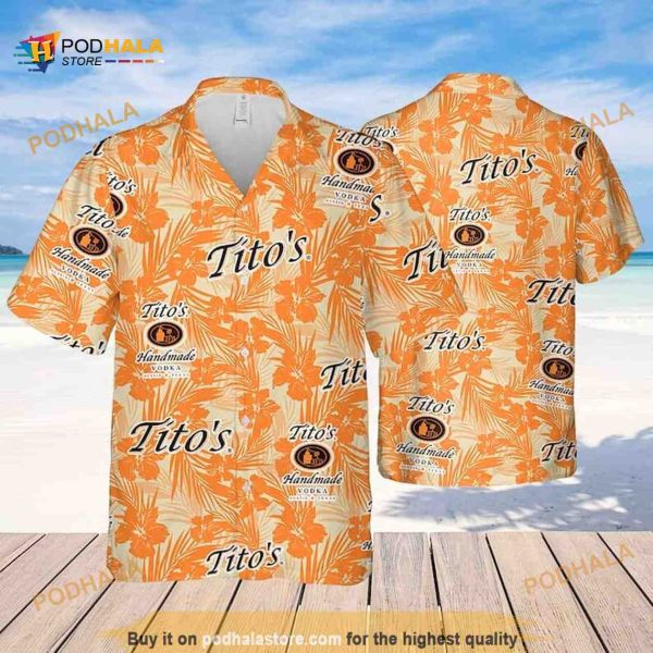 Tito’s Vodka Funny Hawaiian Shirt Tropical Flower Pattern Gift For Beach Lovers