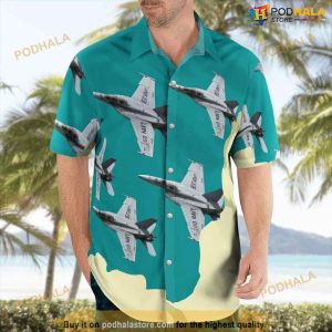 US Navy Sun ‘n Fun Boeing F-a-18f Super Hornet Button Up Hawaiian Shirt