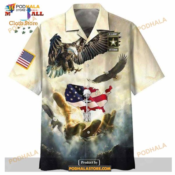 Us Army Veteran Eagle Fly Memorial Day Aloha Funny Hawaiian Shirt