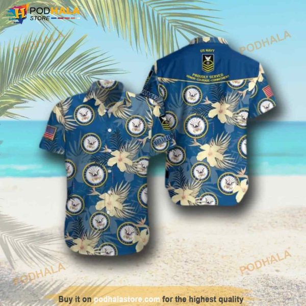 Veteran Army Us Navy American Flag Hawaiian Shirt