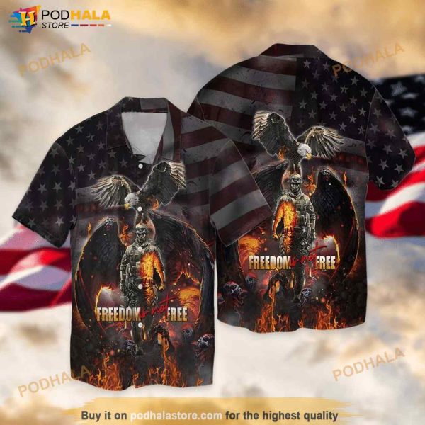 Veteran Eagle Freedom Free Americam Flag Gift Hawaiian Shirt