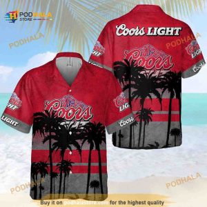 Vintage Coors Light Funny Hawaiian Shirt Palm Tree Summer Holiday Gift