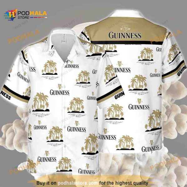 Vintage Guinness Funny Hawaiian Shirt Palm Islands For Beach Lovers