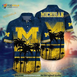 Vintage Michigan Wolverines Funny Hawaiian Shirt Beach Lovers Gift