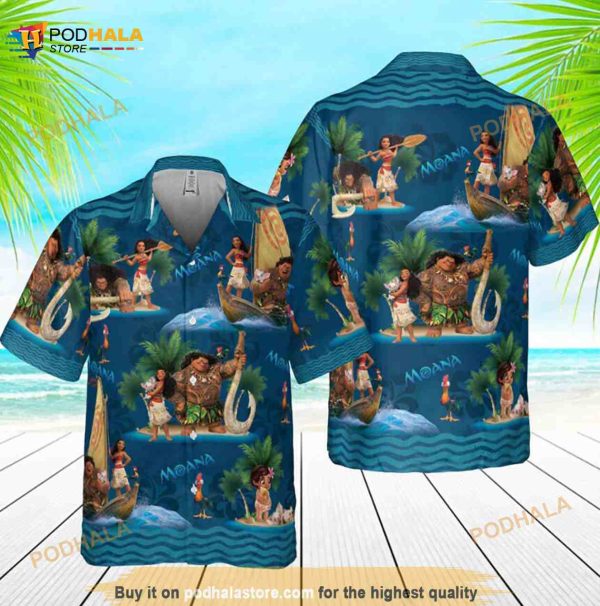 Vintage Moana And Maui Disney Funny Hawaiian Shirt