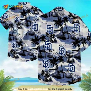 Vintage San Diego Padres Funny Hawaiian Shirt Coconut Tree Beach Vacation Gift