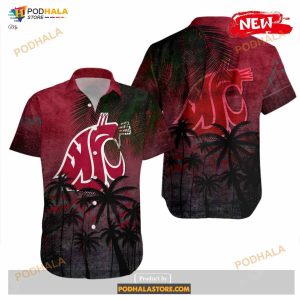 Washington State Cougars NCAA Coconut Tree Tropical Grunge Funny Hawaiian Shirt