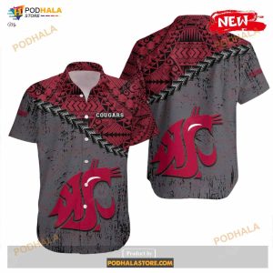 Washington State Cougars NCAA Grunge Polynesian Tattoo Funny Hawaiian Shirt