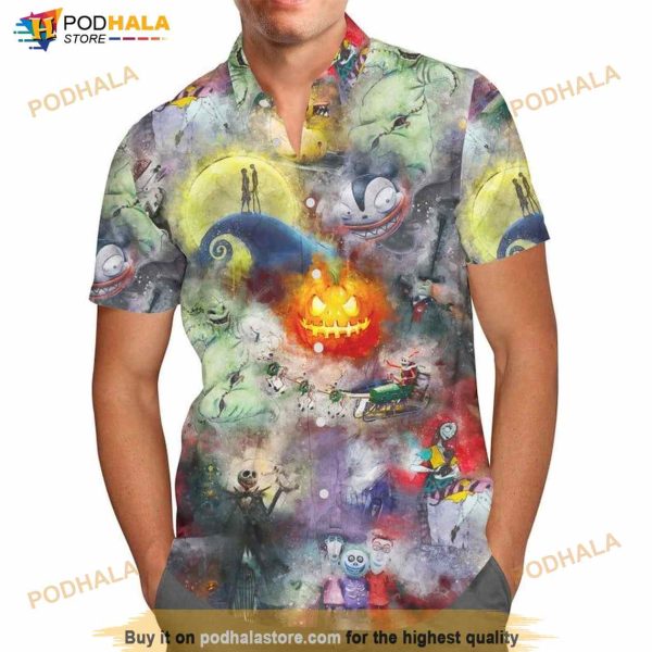 Watercolor Nightmare Before Christmas Disney Hawaiian Shirt