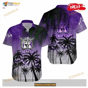 Weber State Wildcats NCAA Coconut Tree Tropical Grunge Funny Hawaiian Shirt