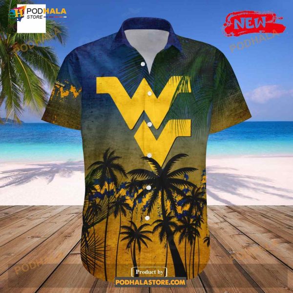 West Virginia Mountaineers NCAA Coconut Tree Tropical Grunge Funny Hawaiian Shirt