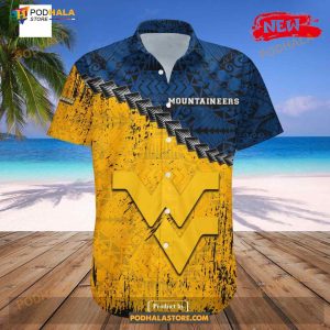 West Virginia Mountaineers NCAA Grunge Polynesian Tattoo Funny Hawaiian Shirt