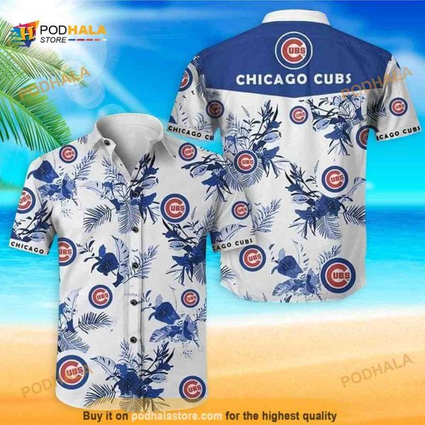 White Aloha Chicago Cubs MLB Hawaiian Shirt