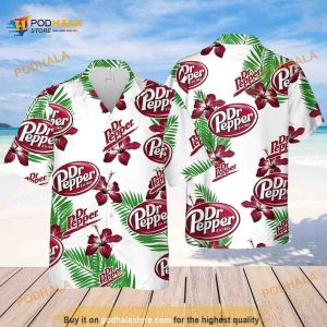 White Aloha Dr.Pepper Funny Hawaiian Shirt Hibiscus Flower Beach Lovers Gift