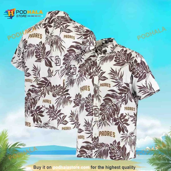 White Aloha San Diego Padres Funny Hawaiian Shirt Tropical Flower Pattern