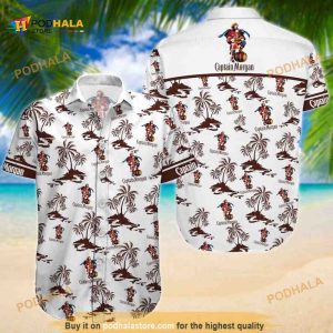 White Captain Morgan Funny Hawaiian Shirt Island Pattern Summer Beach Gift