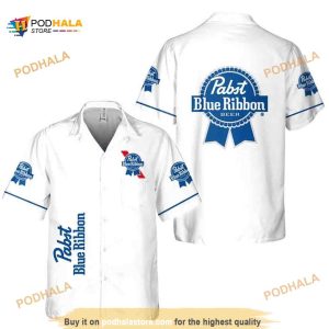 White Pabst Blue Ribbon Funny Hawaiian Shirt Gift For Beer Lovers