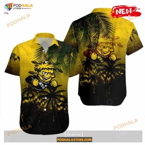 Wichita State Shockers NCAA Coconut Tree Tropical Grunge Funny Hawaiian Shirt