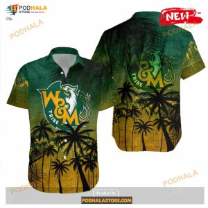 William and Mary Tribe NCAA Coconut Tree Tropical Grunge Funny Hawaiian Shirt