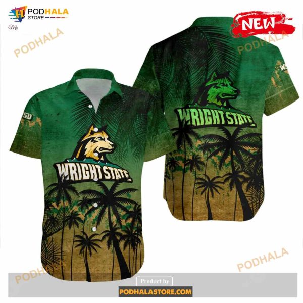 Wright State Raiders NCAA Coconut Tree Tropical Grunge Funny Hawaiian Shirt