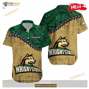 Wright State Raiders NCAA Grunge Polynesian Tattoo Funny Hawaiian Shirt