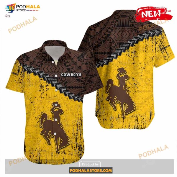 Wyoming Cowboys NCAA Grunge Polynesian Tattoo Funny Hawaiian Shirt