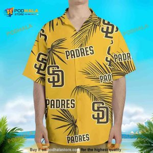 Yellow Aloha MLB San Diego Padres Hawaiian Shirt Palm Leaves Pattern