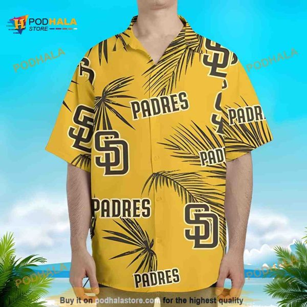 Yellow Aloha MLB San Diego Padres Hawaiian Shirt Palm Leaves Pattern