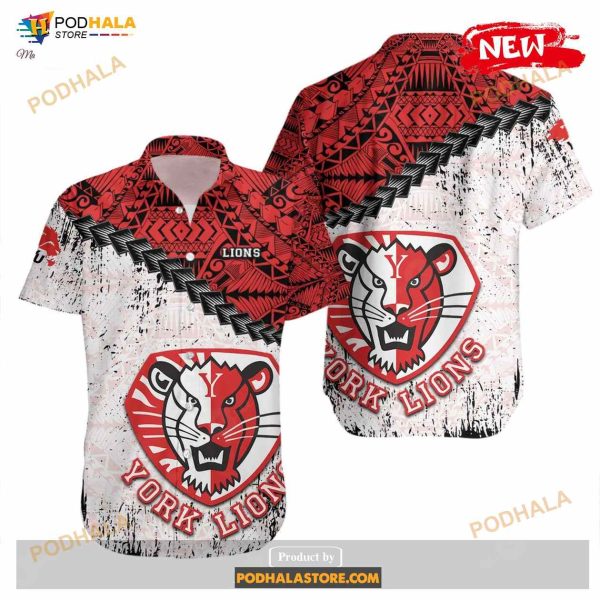 York Lions NCAA Grunge Polynesian Tattoo Funny Hawaiian Shirt