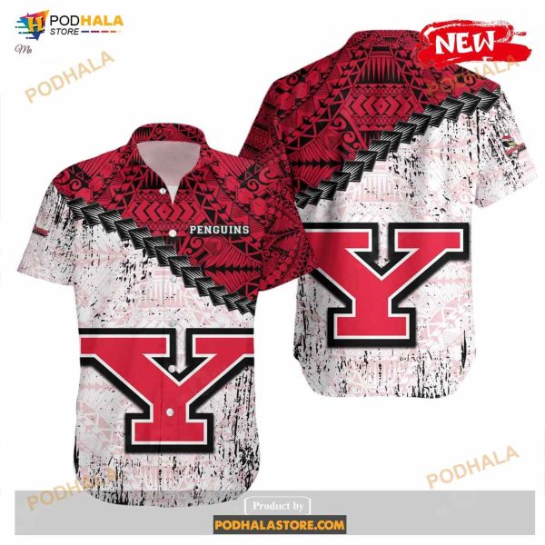 Youngstown State Penguins NCAA Grunge Polynesian Tattoo Design Funny Hawaiian Shirt